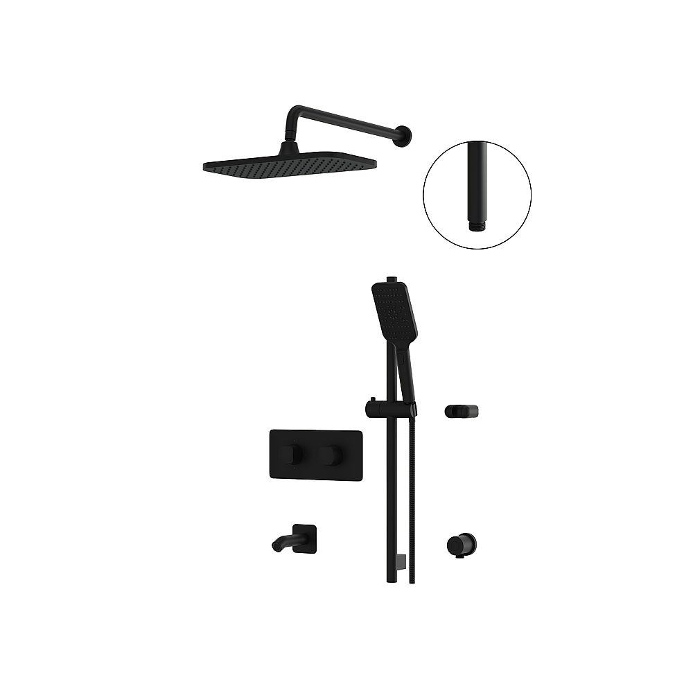 Aquabrass ABSZINABOX02EBK Inabox Shower Faucet 3-Way Shared - Electro Black