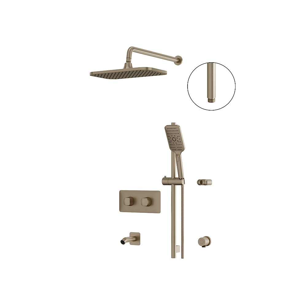 Aquabrass ABSZINABOX02BN Inabox Shower Faucet 3-Way Shared - Brushed Nickel