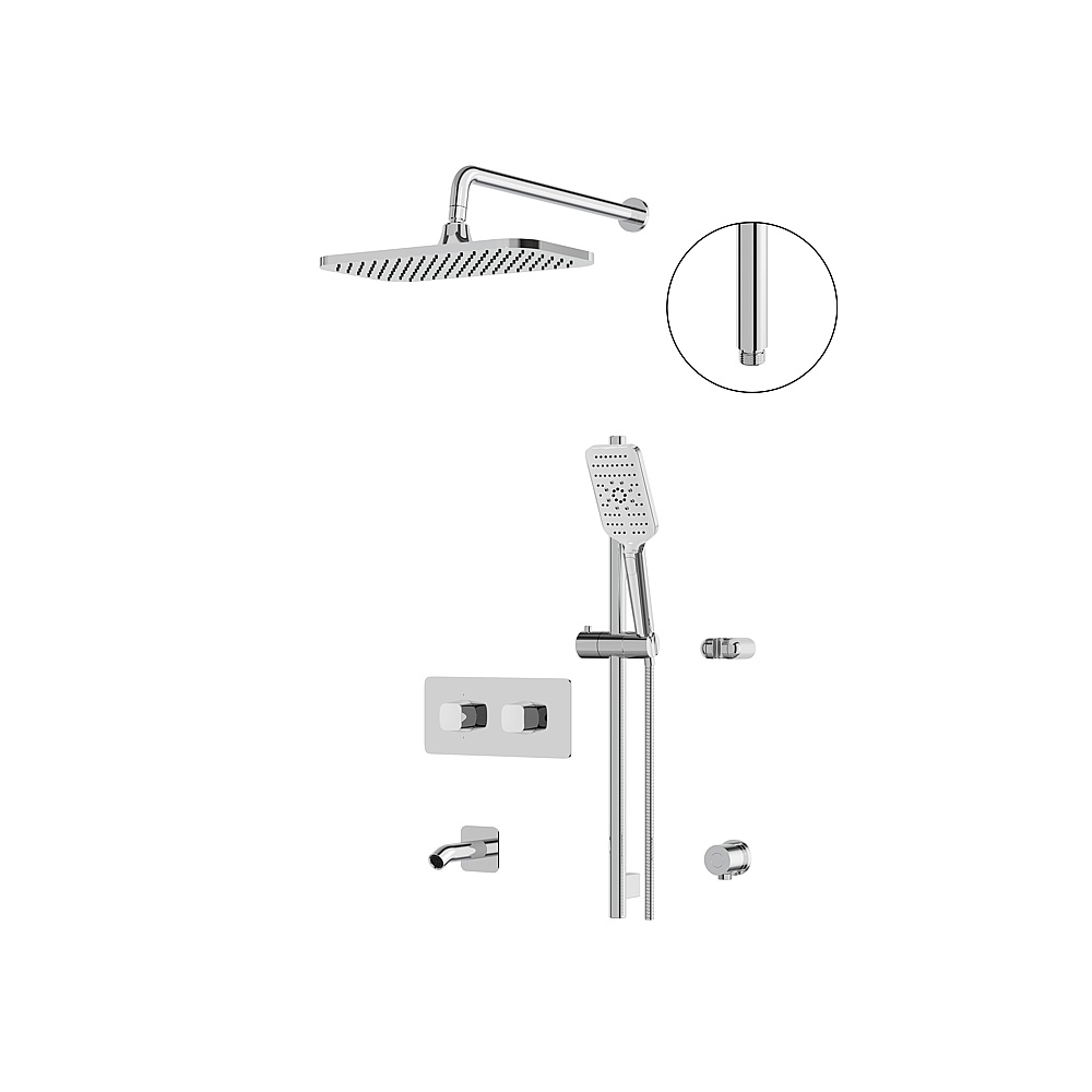 Aquabrass ABSZINABOX02GPC Inabox Shower Faucet 3-Way Non Shared - Polished Chrome