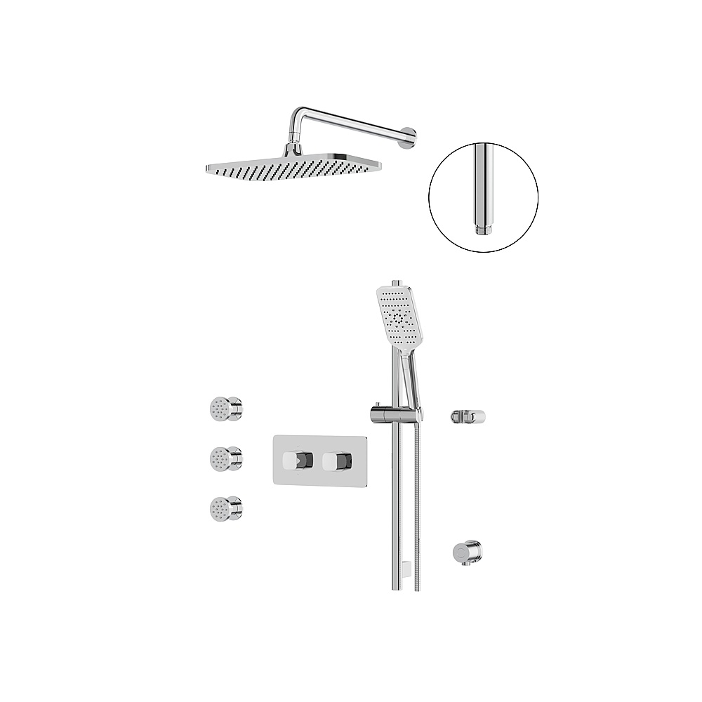 Aquabrass ABSZINABOX03PC Inabox Shower Faucet 3-Way Shared - Polished Chrome
