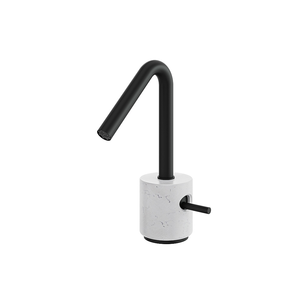 Aquabrass ABFBCL14BCBK Marmo Single-Hole Lavatory Faucet - White Carrara Black