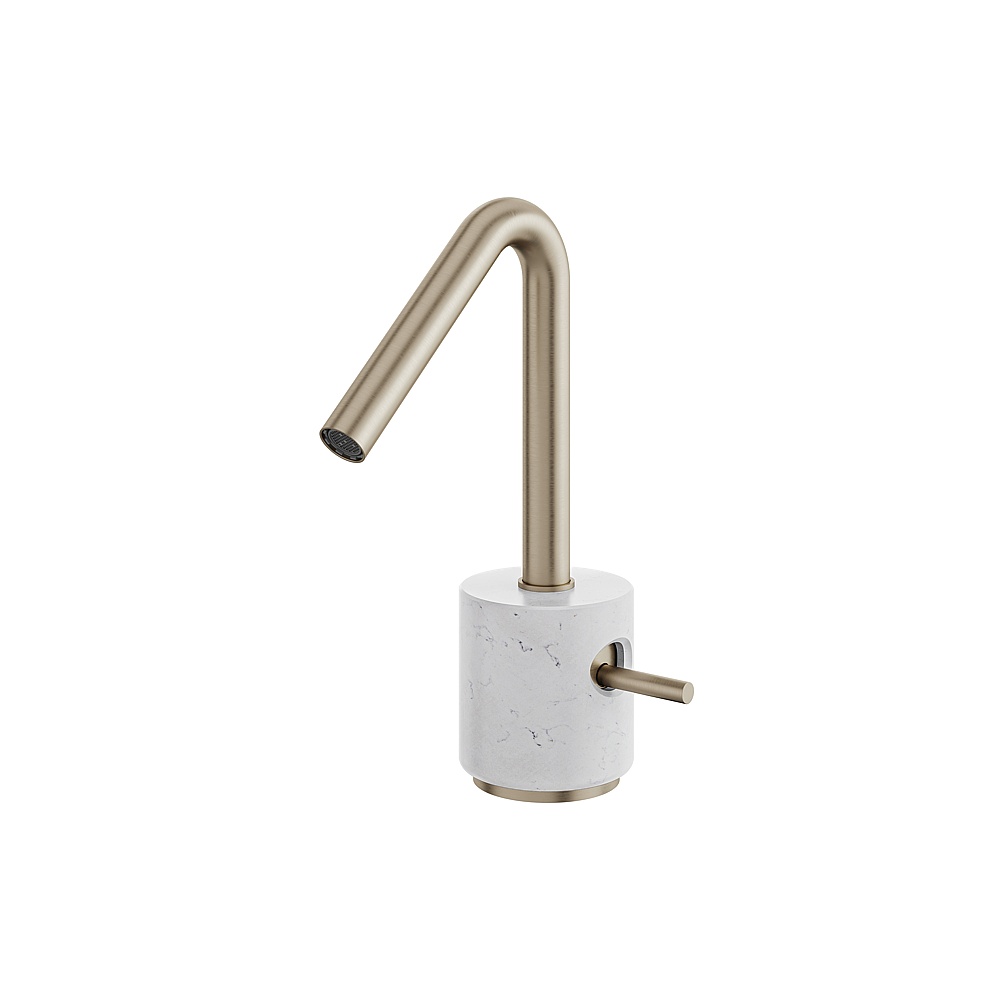 Aquabrass ABFBCL14BCBN Marmo Single-Hole Lavatory Faucet - White Carrara Brushed Nickel