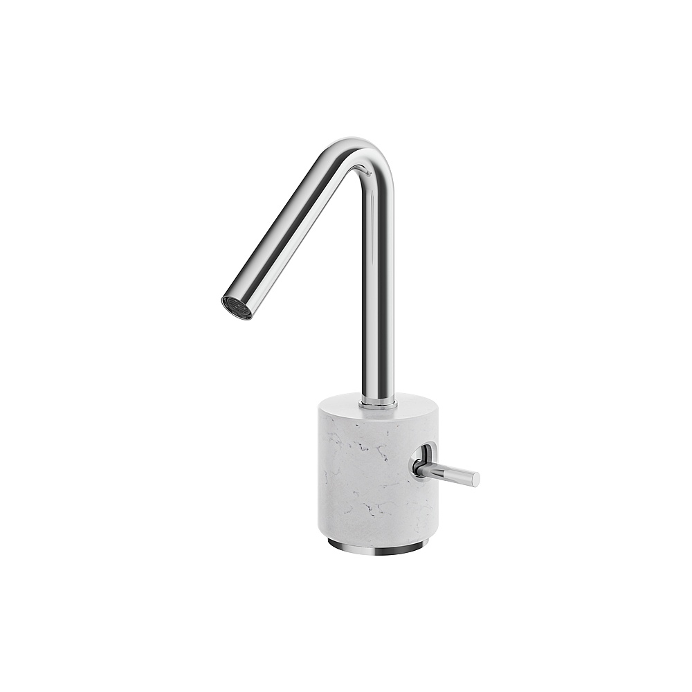 Aquabrass ABFBCL14BCPC Marmo Single-Hole Lavatory Faucet - White Carrara Polished Chrome