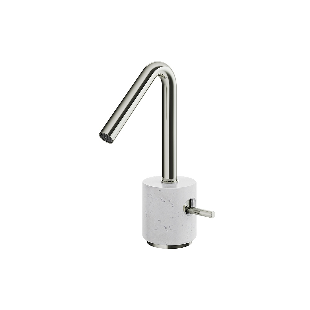 Aquabrass ABFBCL14BCPN Marmo Single-Hole Lavatory Faucet - White Carrara Polished Nickel