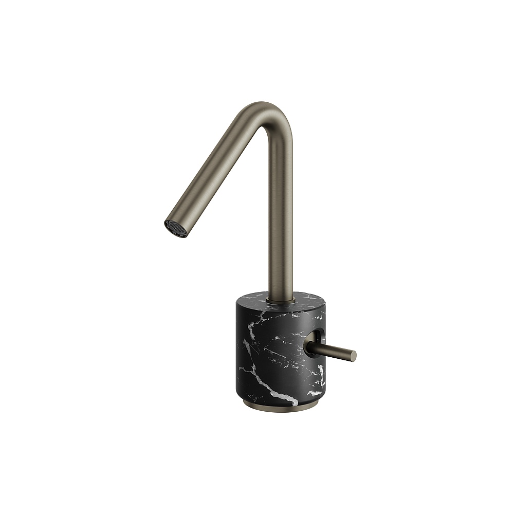 Aquabrass ABFBCL14NMBBC Marmo Single-Hole Lavatory Faucet - Black Marquina Brushed Black Chrome