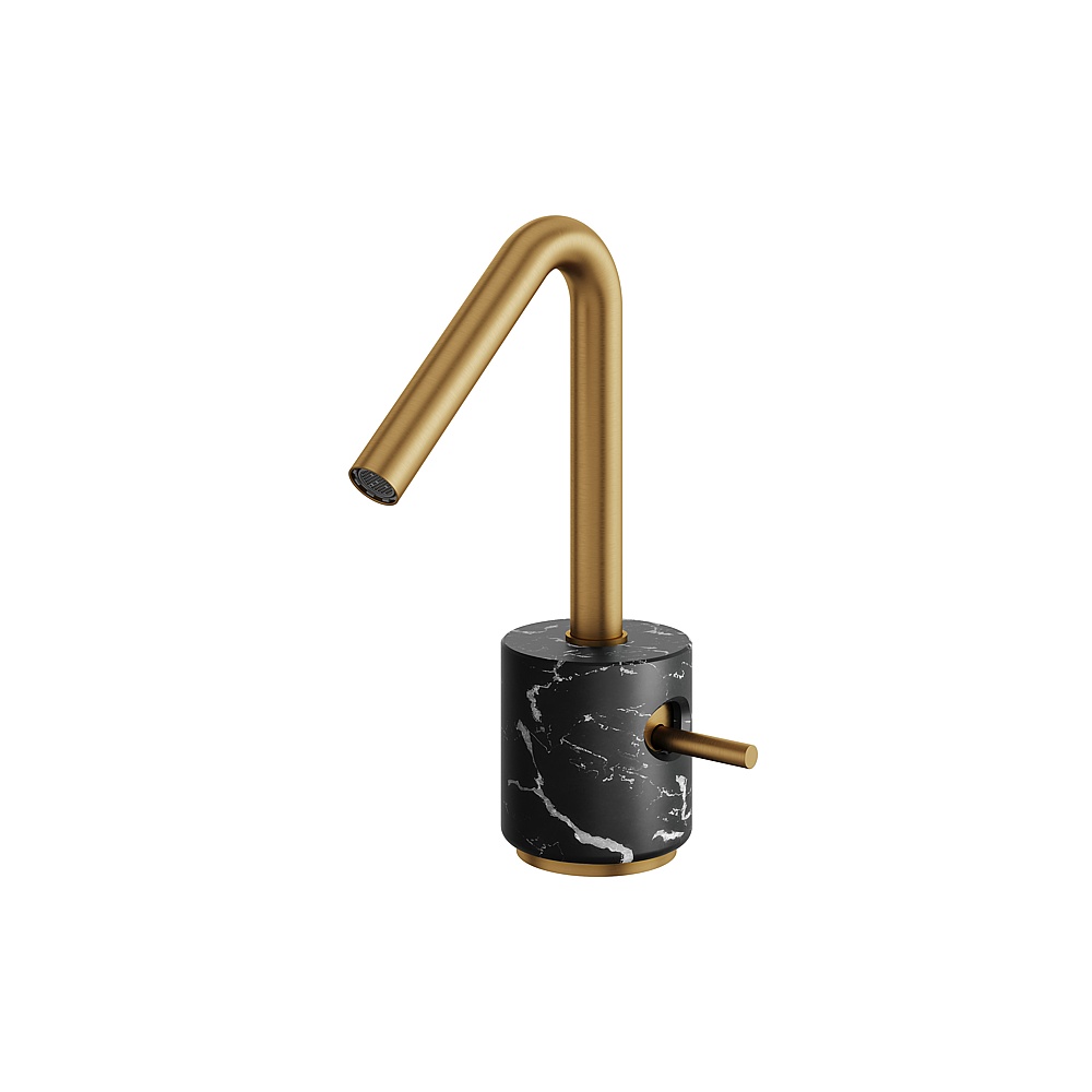 Aquabrass ABFBCL14NMBGD Marmo Single-Hole Lavatory Faucet - Black Marquina Brushed Gold
