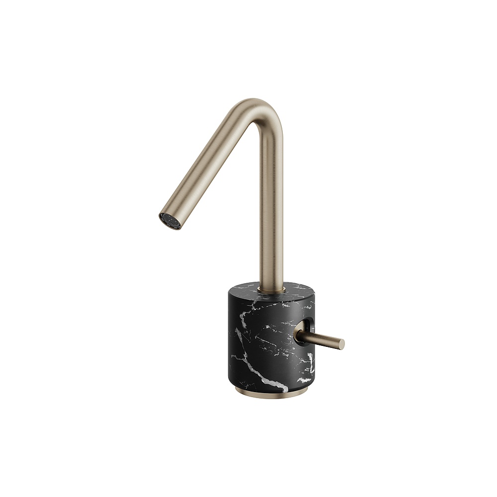 Aquabrass ABFBCL14NMBN Marmo Single-Hole Lavatory Faucet - Black Marquina Brushed Nickel