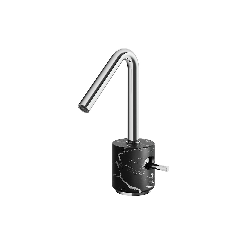 Aquabrass ABFBCL14NMPC Marmo Single-Hole Lavatory Faucet - Black Marquina Polished Chrome