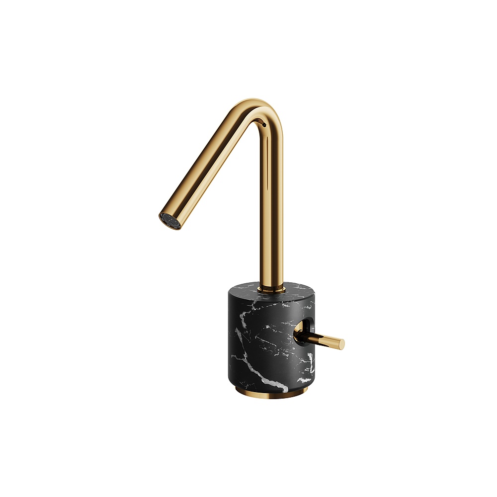 Aquabrass ABFBCL14NMPGD Marmo Single-Hole Lavatory Faucet - Black Marquina Polished Gold