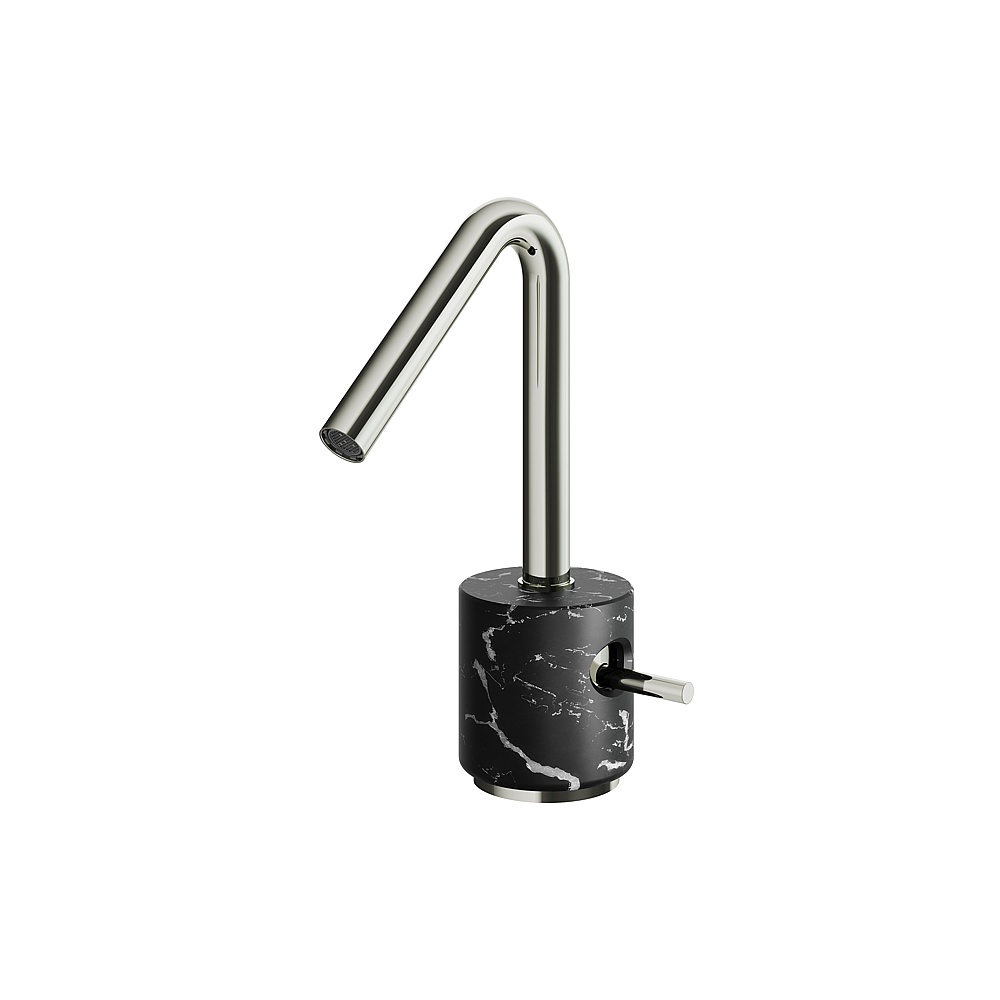 Aquabrass ABFBCL14NMPN Marmo Single-Hole Lavatory Faucet - Black Marquina Polished Nickel