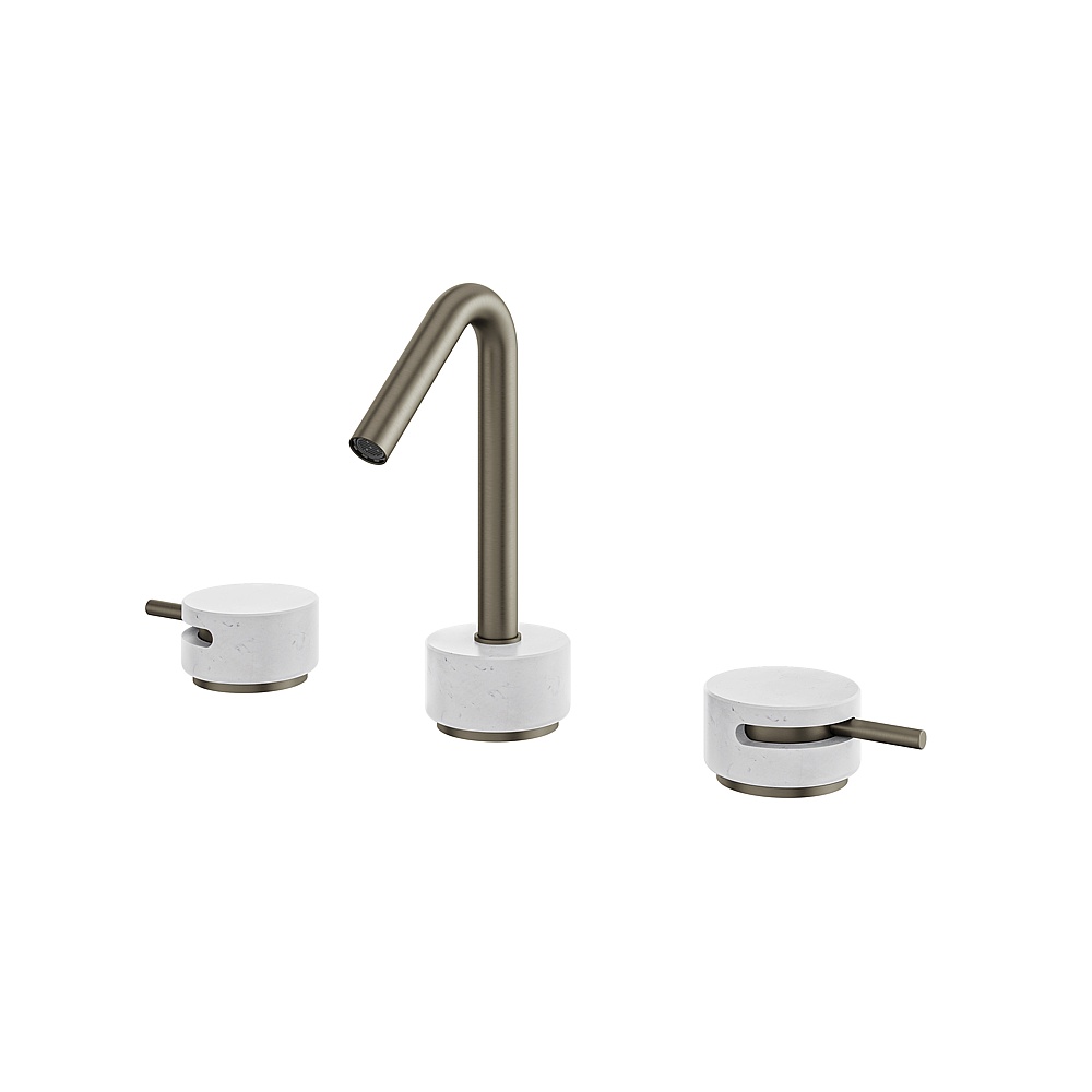 Aquabrass ABFBCL16BCBBC Marmo 8"CC Lavatory Faucet - White Carrara Brushed Black Chrome