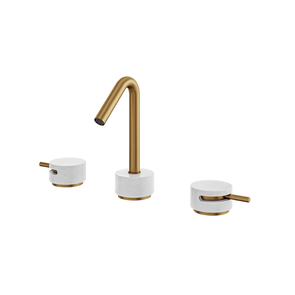 Aquabrass ABFBCL16BCBGD Marmo 8"CC Lavatory Faucet - White Carrara Brushed Gold