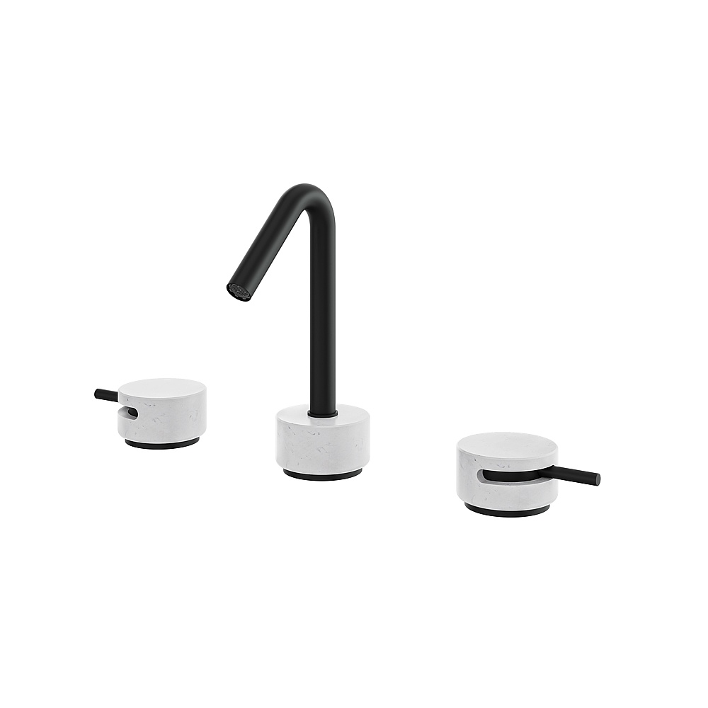 Aquabrass ABFBCL16BCBK Marmo 8"CC Lavatory Faucet - White Carrara Black