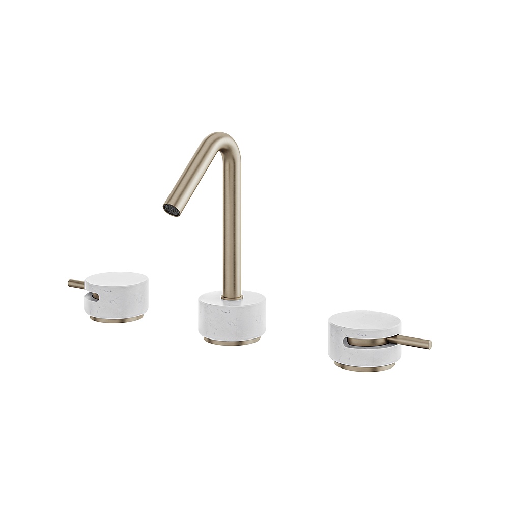Aquabrass ABFBCL16BCBN Marmo 8"CC Lavatory Faucet - White Carrara Brushed Nickel