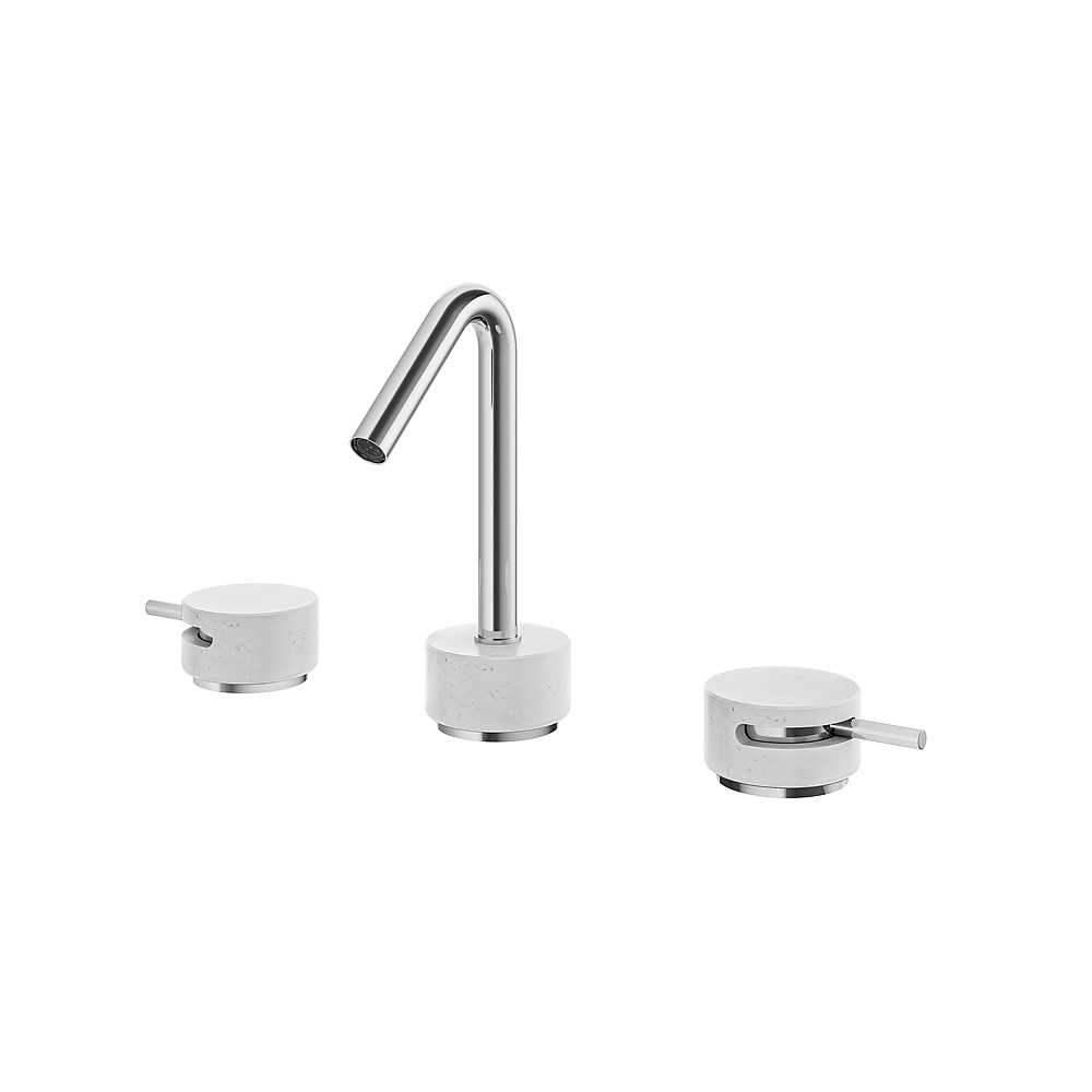 Aquabrass ABFBCL16BCPC Marmo 8"CC Lavatory Faucet - White Carrara Polished Chrome