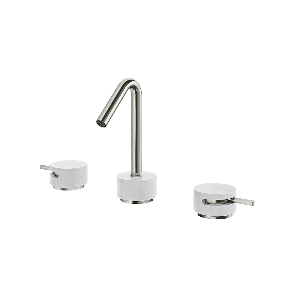 Aquabrass ABFBCL16BCPN Marmo 8"CC Lavatory Faucet - White Carrara Polished Nickel