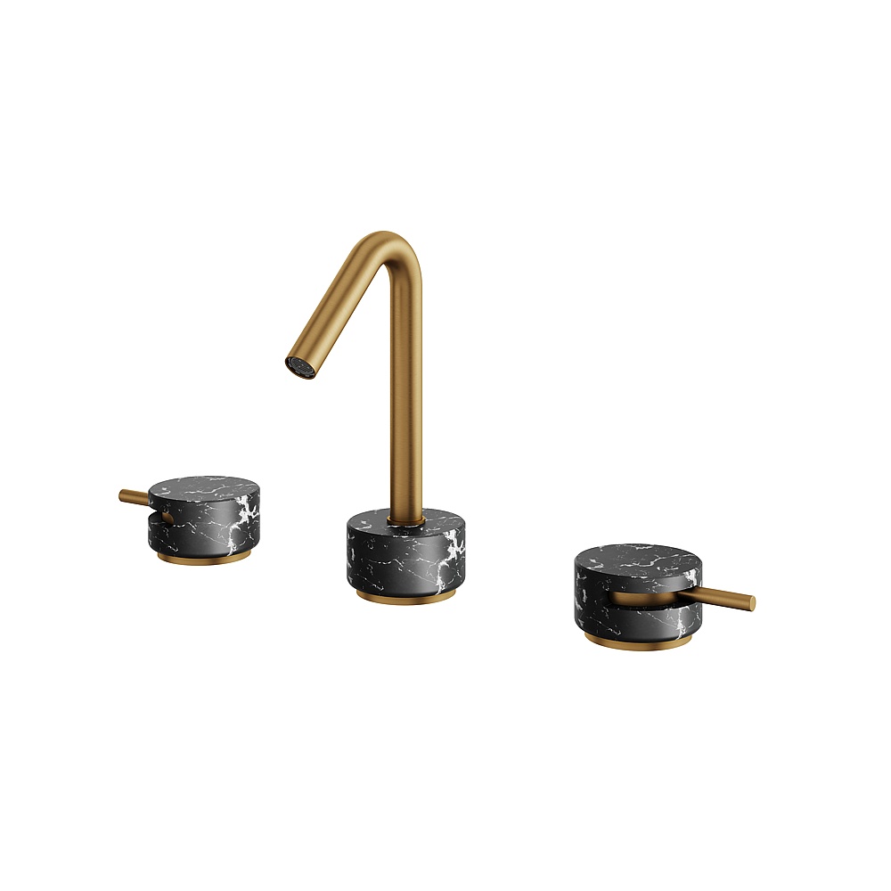 Aquabrass ABFBCL16NMBGD Marmo 8"CC Lavatory Faucet - Black Marquina Brushed Gold