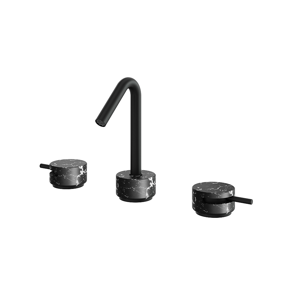 Aquabrass ABFBCL16NMBK Marmo 8"CC Lavatory Faucet - Black Marquina Black