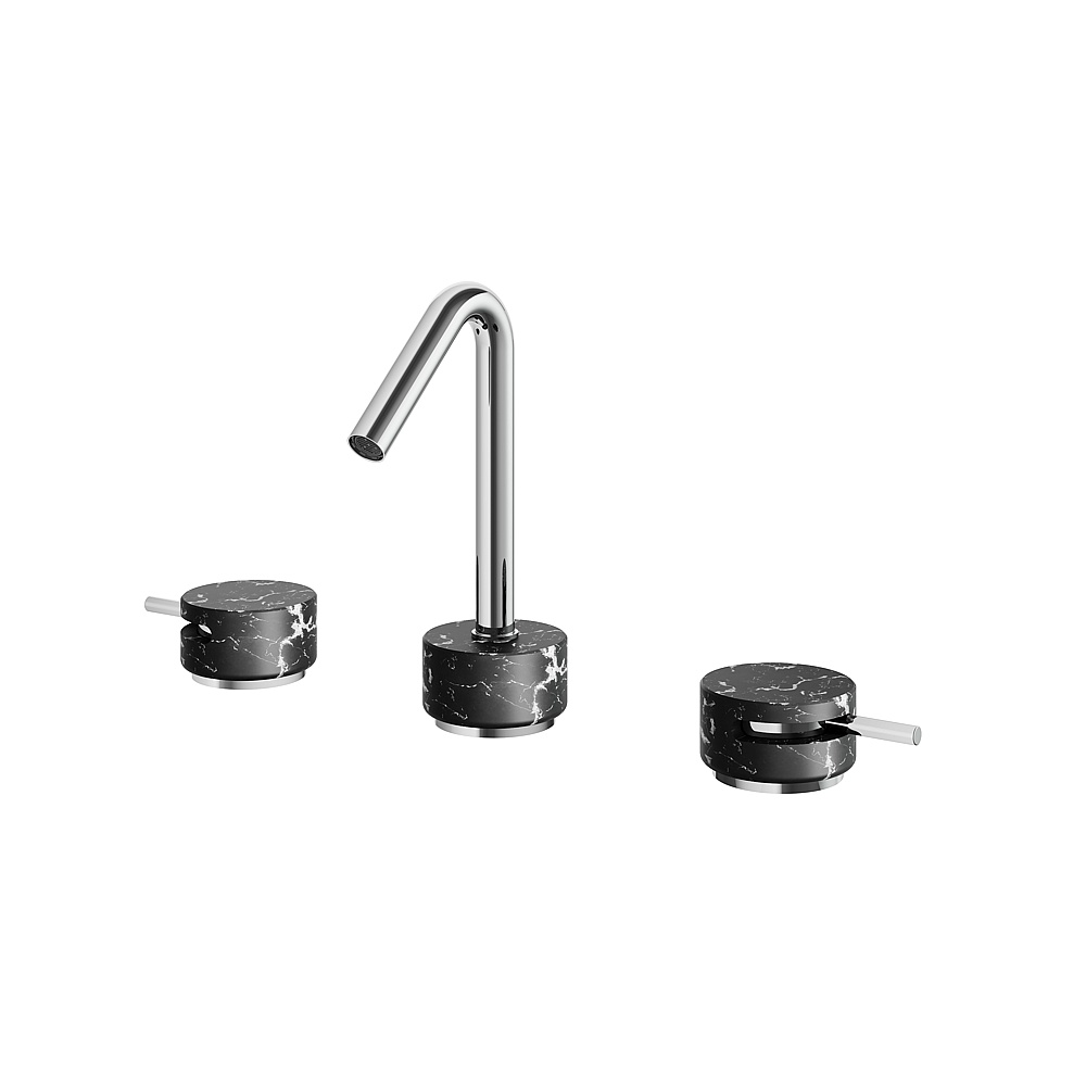 Aquabrass ABFBCL16NMPC Marmo 8"CC Lavatory Faucet - Black Marquina Polished Chrome