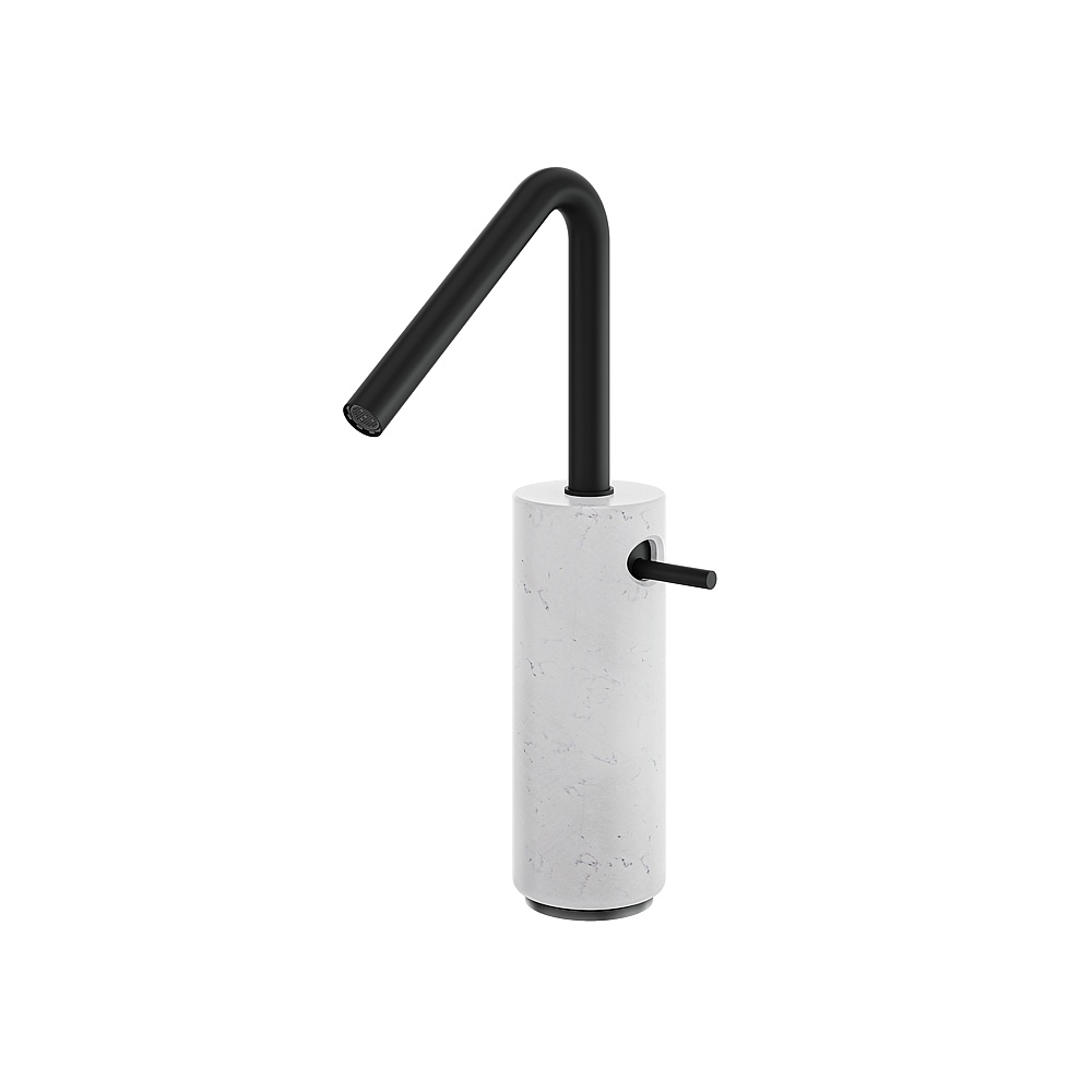 Aquabrass ABFBCL20BCBK Marmo Tall Single-Hole Lavatory Faucet - White Carrara Black