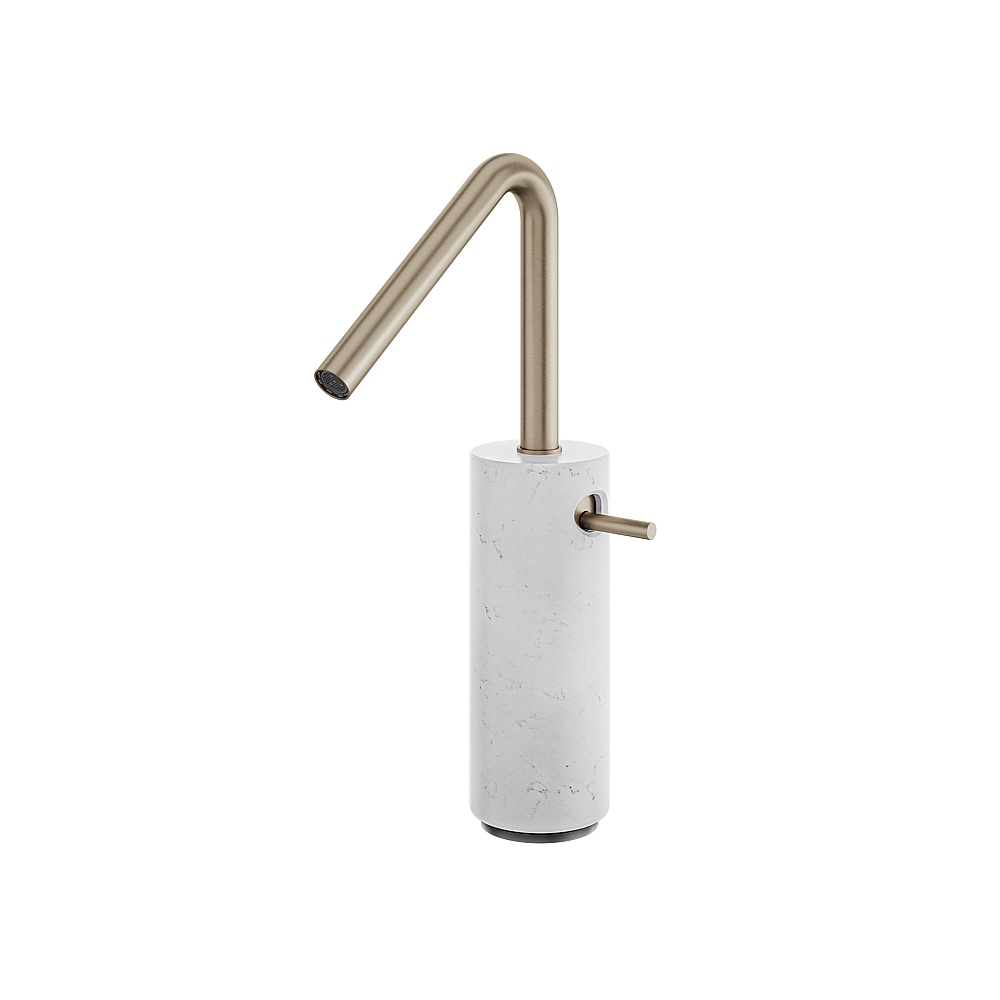 Aquabrass ABFBCL20BCBN Marmo Tall Single-Hole Lavatory Faucet - White Carrara Brushed Nickel