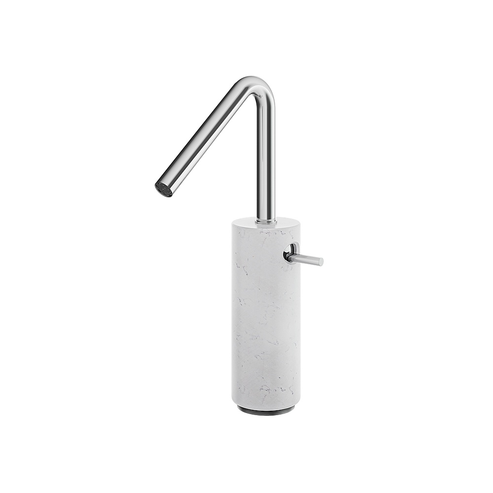 Aquabrass ABFBCL20BCPC Marmo Tall Single-Hole Lavatory Faucet - White Carrara Polished Chrome