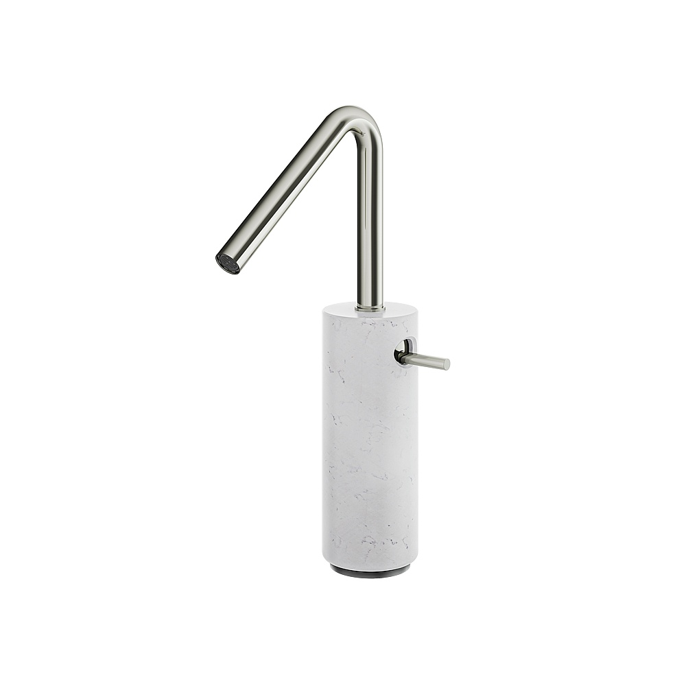 Aquabrass ABFBCL20BCPN Marmo Tall Single-Hole Lavatory Faucet - White Carrara Polished Nickel