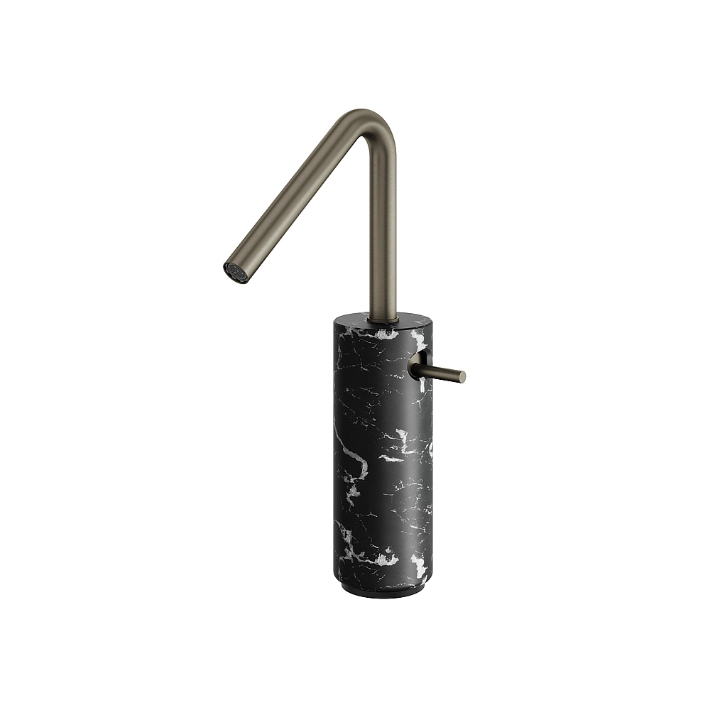 Aquabrass ABFBCL20NMBBC Marmo Tall Single-Hole Lavatory Faucet - Black Marquina Brushed Black Chrome