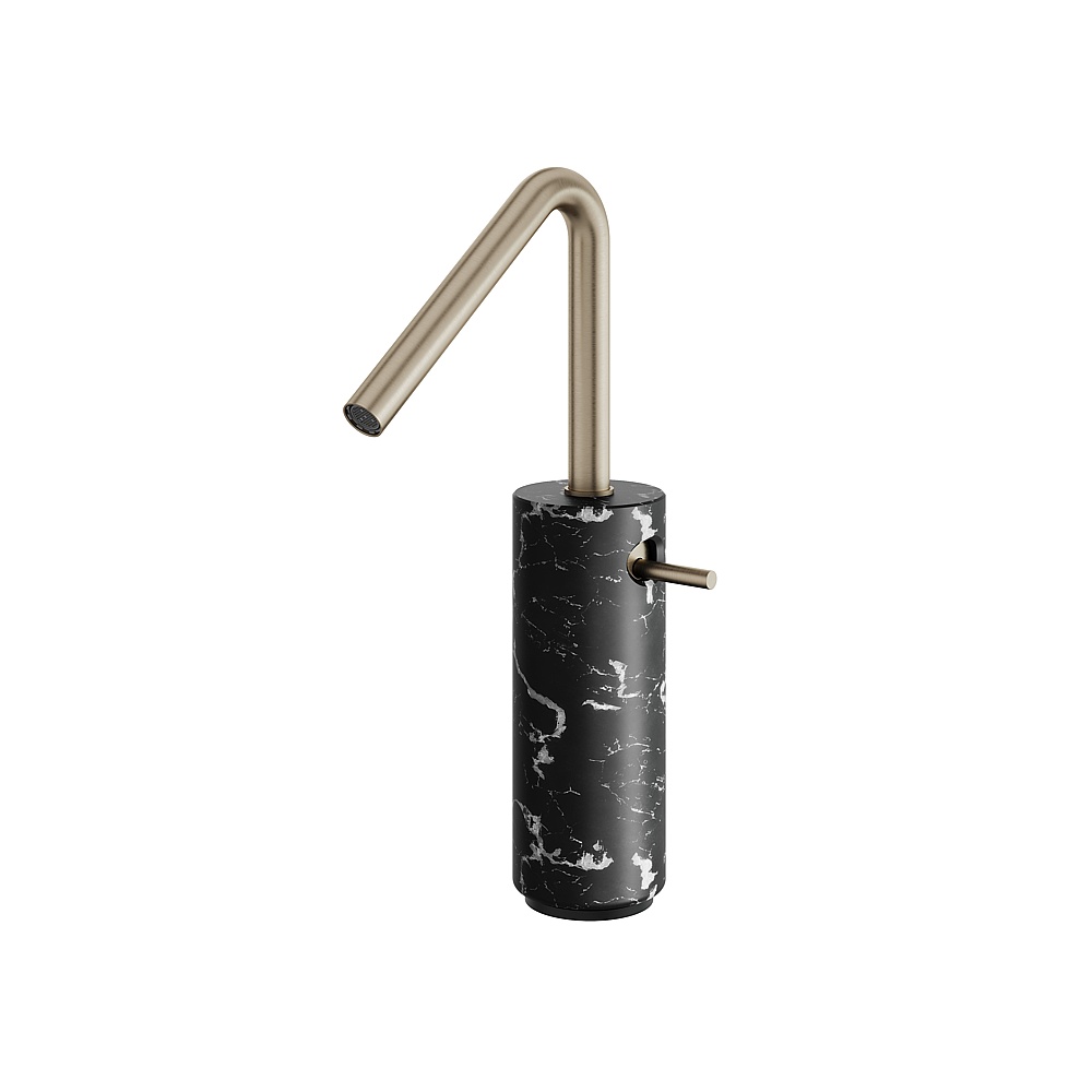 Aquabrass ABFBCL20NMBN Marmo Tall Single-Hole Lavatory Faucet - Black Marquina Brushed Nickel