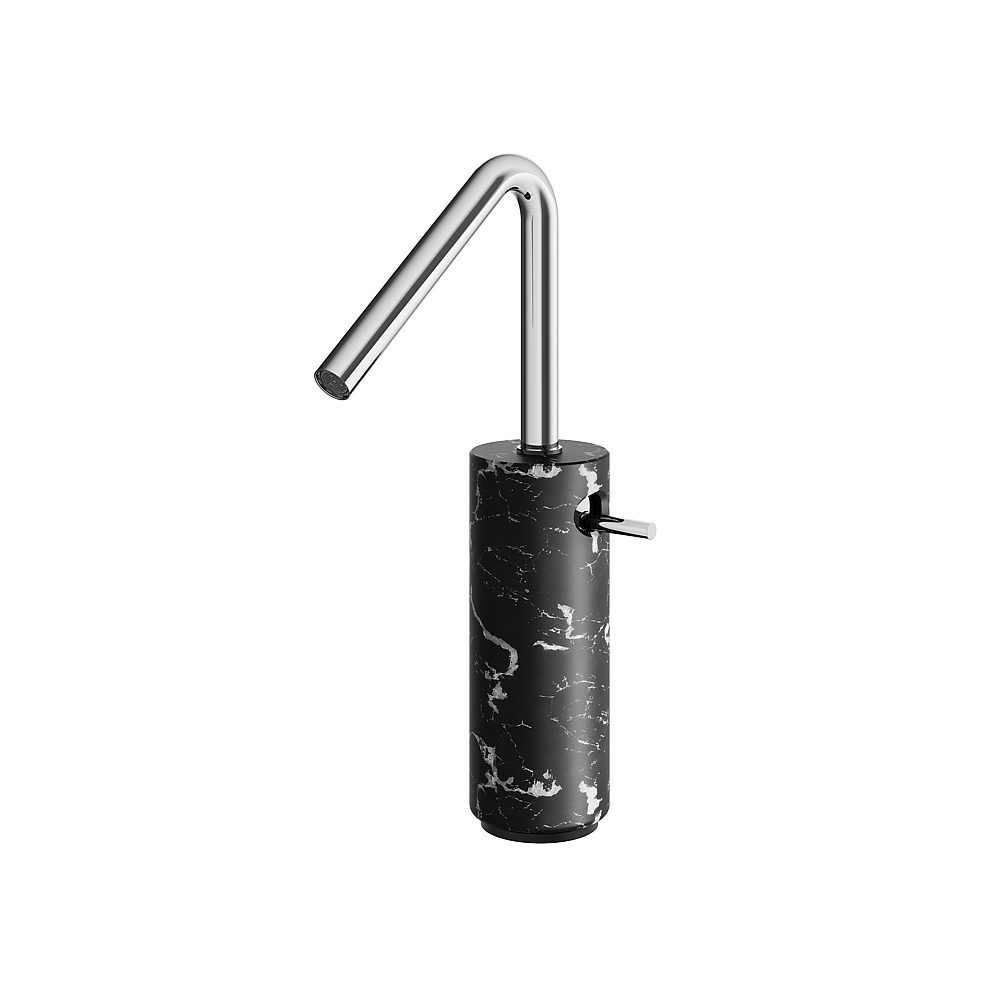 Aquabrass ABFBCL20NMPC Marmo Tall Single-Hole Lavatory Faucet - Black Marquina Polished Chrome