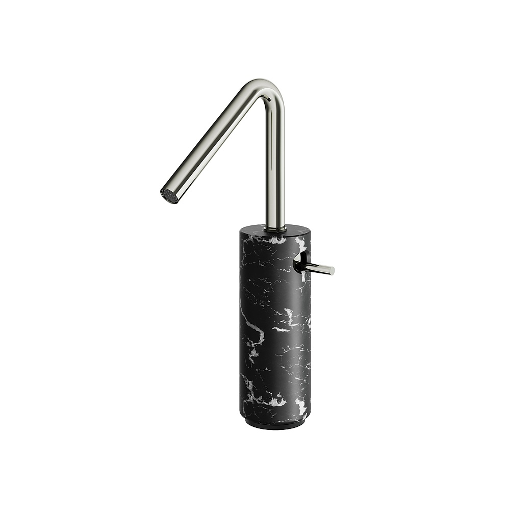 Aquabrass ABFBCL20NMPN Marmo Tall Single-Hole Lavatory Faucet - Black Marquina Polished Nickel