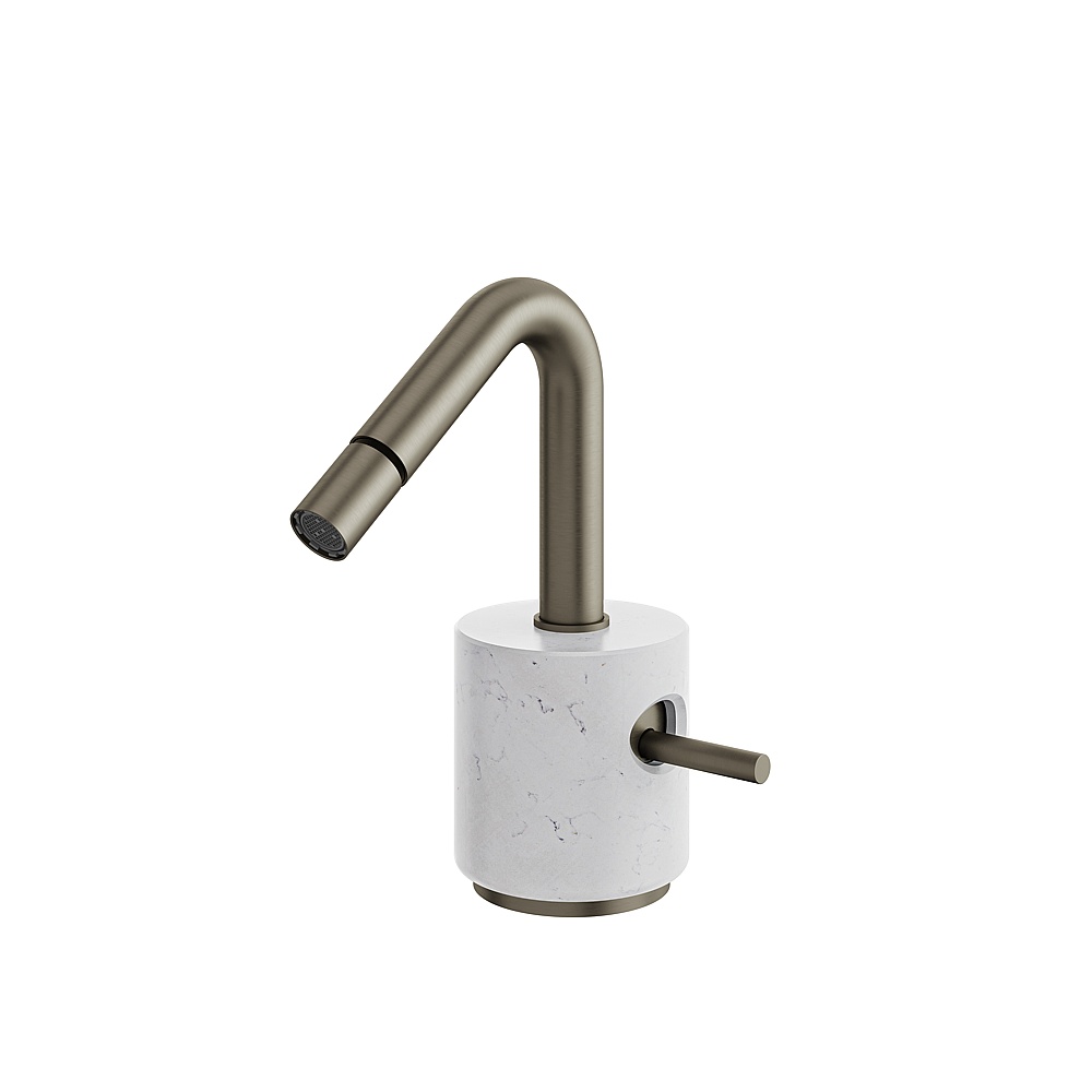Aquabrass ABFBCL24BCBBC Marmo Single-Hole Bidet Faucet - White Carrara Brushed Black Chrome