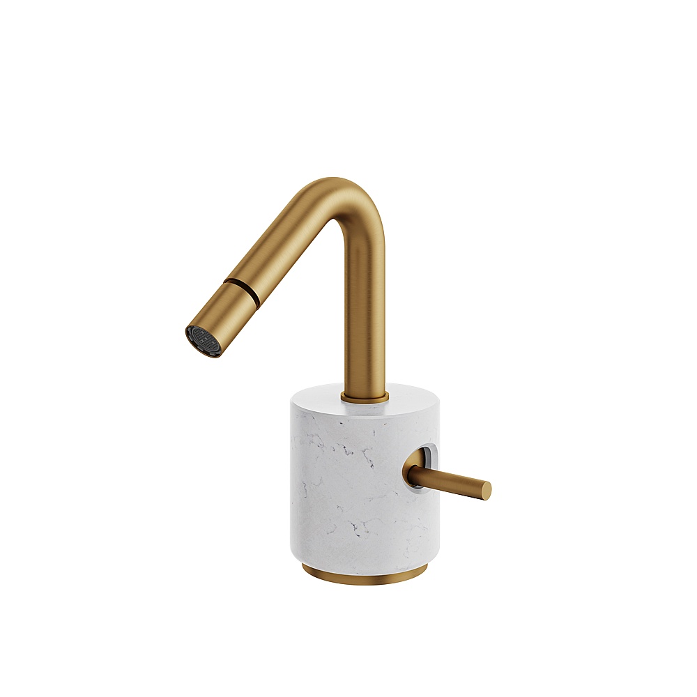Aquabrass ABFBCL24BCBGD Marmo Single-Hole Bidet Faucet - White Carrara Brushed Gold