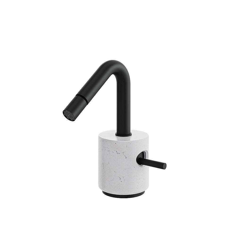Aquabrass ABFBCL24BCBK Marmo Single-Hole Bidet Faucet - White Carrara Black