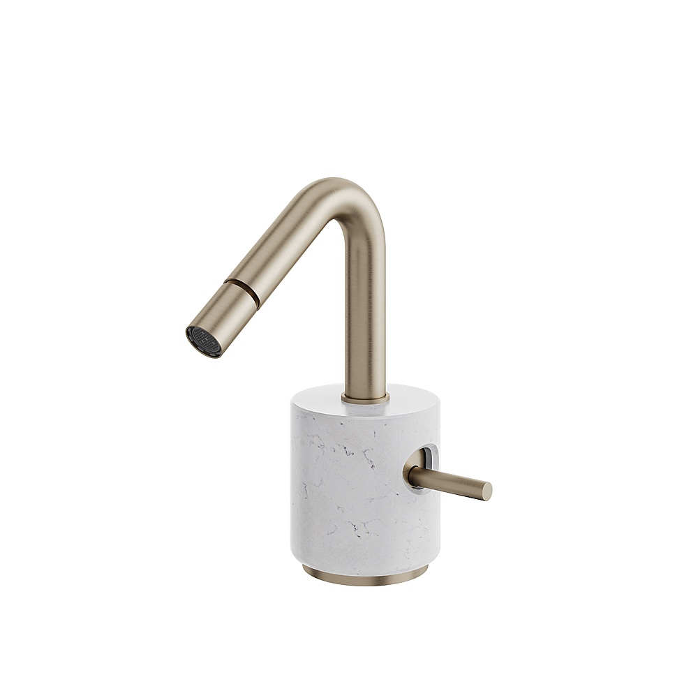 Aquabrass ABFBCL24BCBN Marmo Single-Hole Bidet Faucet - White Carrara Brushed Nickel