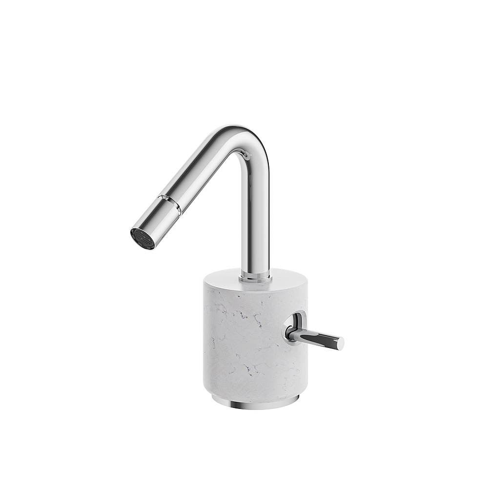 Aquabrass ABFBCL24BCPC Marmo Single-Hole Bidet Faucet - White Carrara Polished Chrome