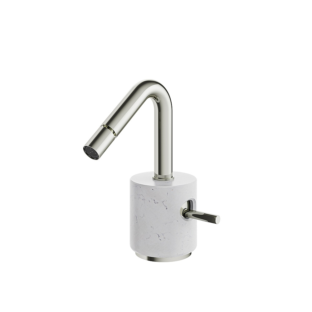 Aquabrass ABFBCL24BCPN Marmo Single-Hole Bidet Faucet - White Carrara Polished Nickel