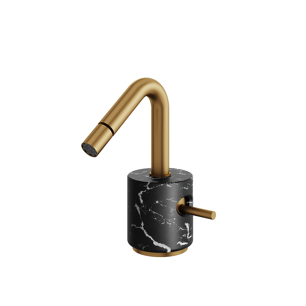 Aquabrass ABFBCL24NMBGD Marmo Single-Hole Bidet Faucet - Black Marquina Brushed Gold
