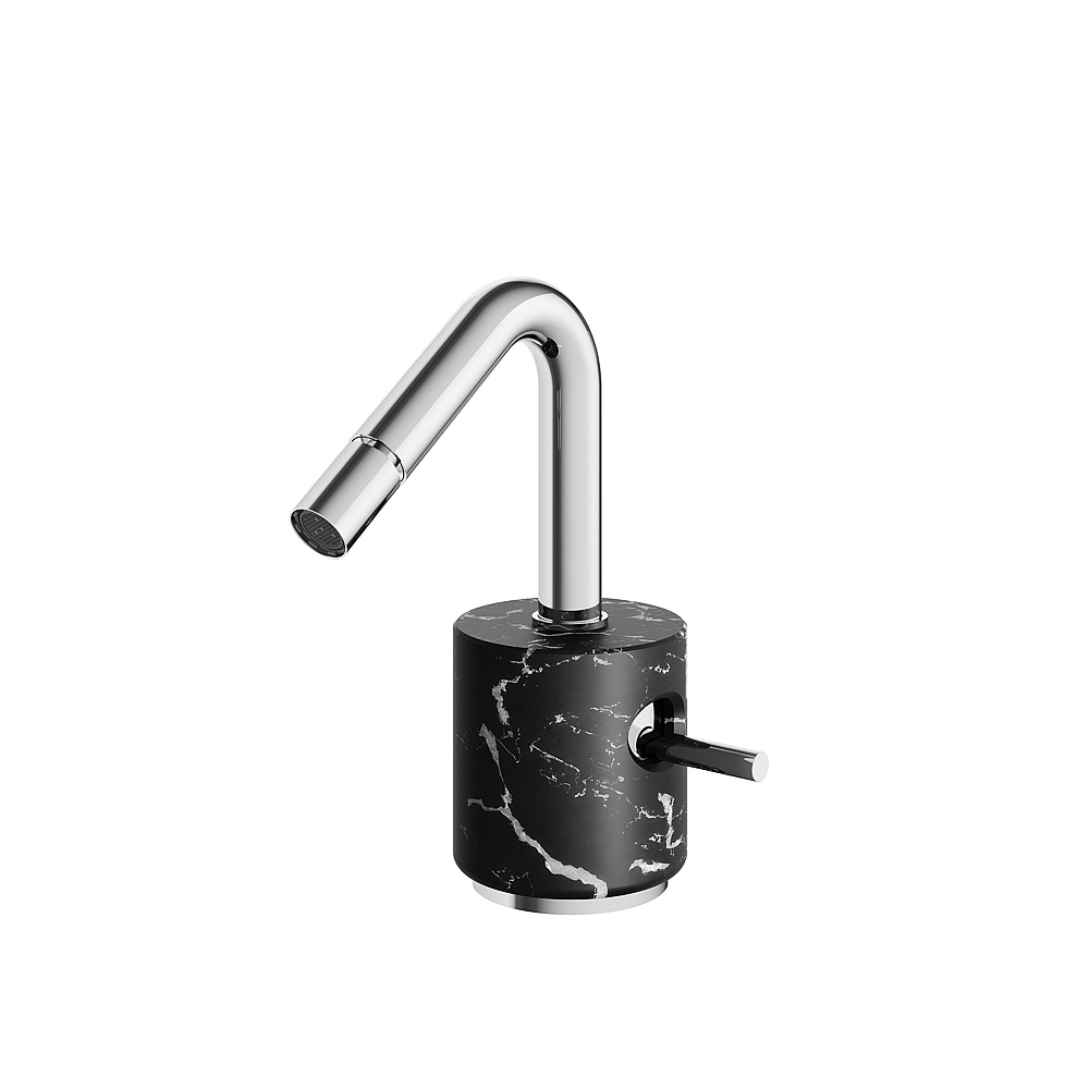 Aquabrass ABFBCL24NMPC Marmo Single-Hole Bidet Faucet - Black Marquina Polished Chrome