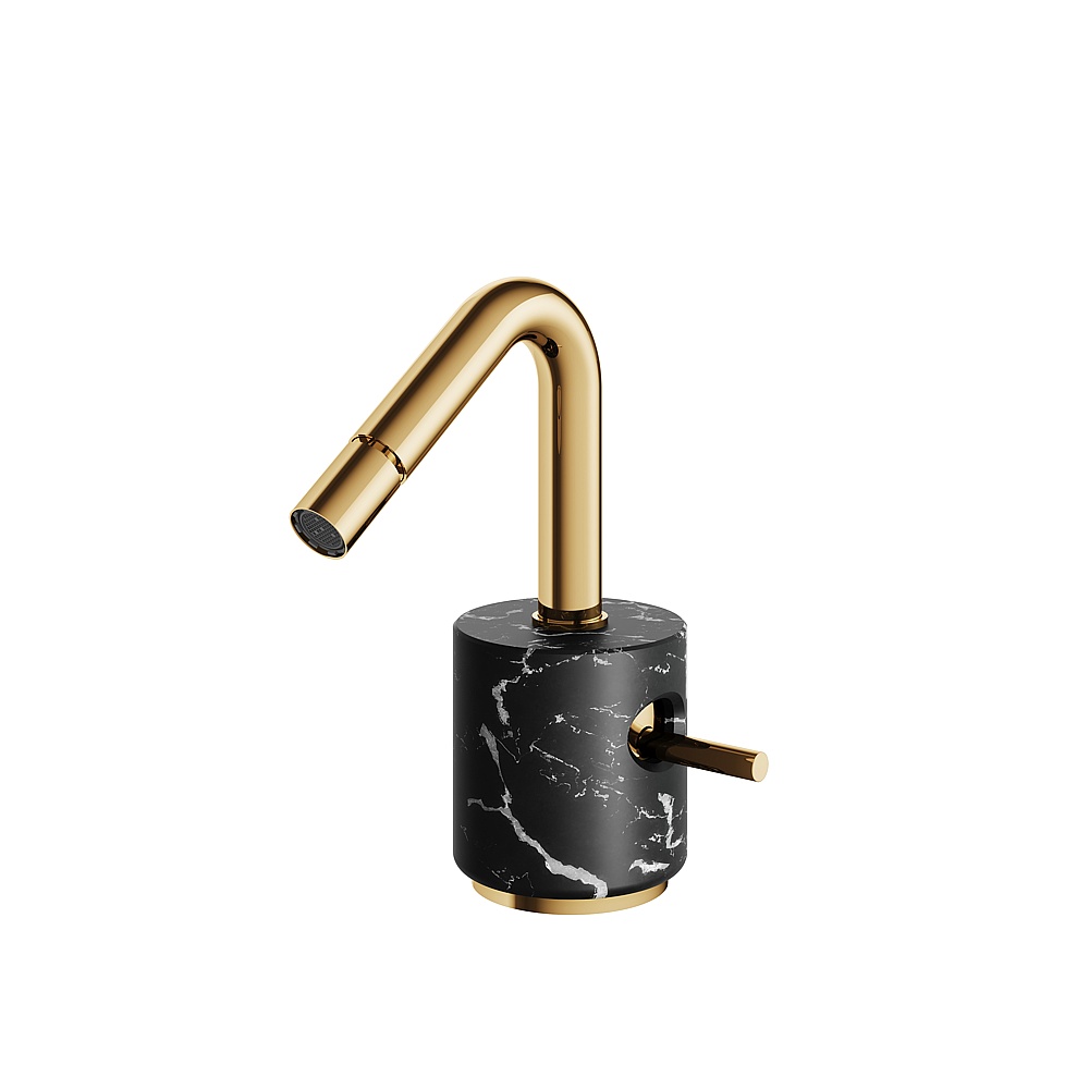 Aquabrass ABFBCL24NMPGD Marmo Single-Hole Bidet Faucet - Black Marquina Polished Gold