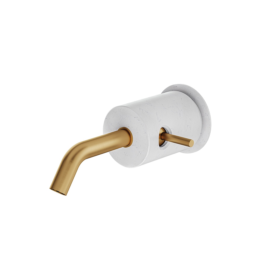 Aquabrass ABFBCL28BCBGD Marmo Wall Lavatory Faucet - White Carrara Brushed Gold