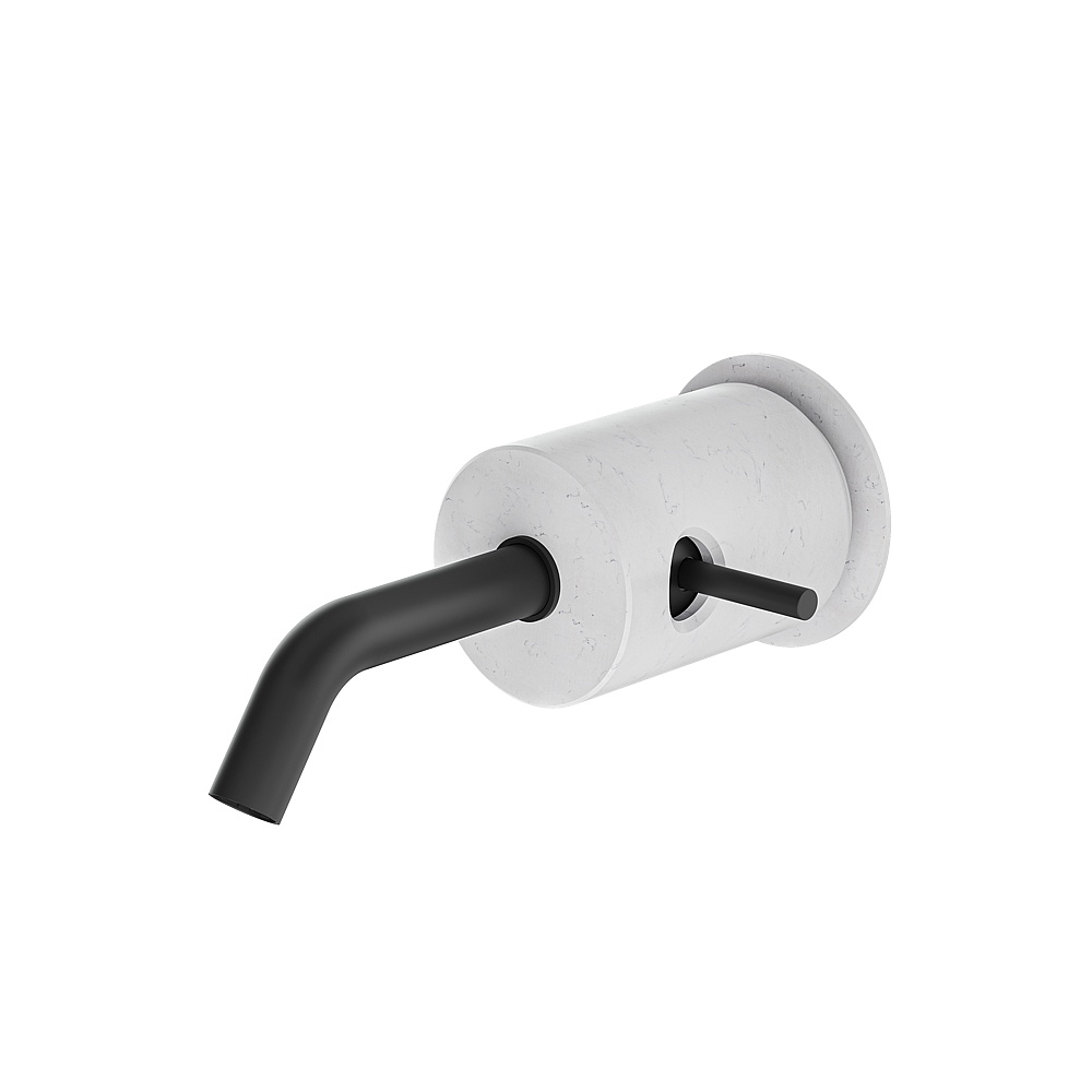 Aquabrass ABFBCL28BCBK Marmo Wall Lavatory Faucet - White Carrara Black