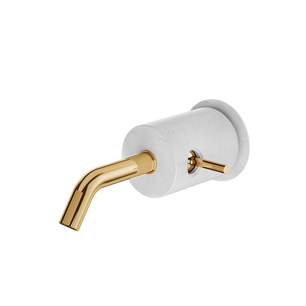Aquabrass ABFBCL28BCPGD Marmo Wall Lavatory Faucet - White Carrara Polished Gold