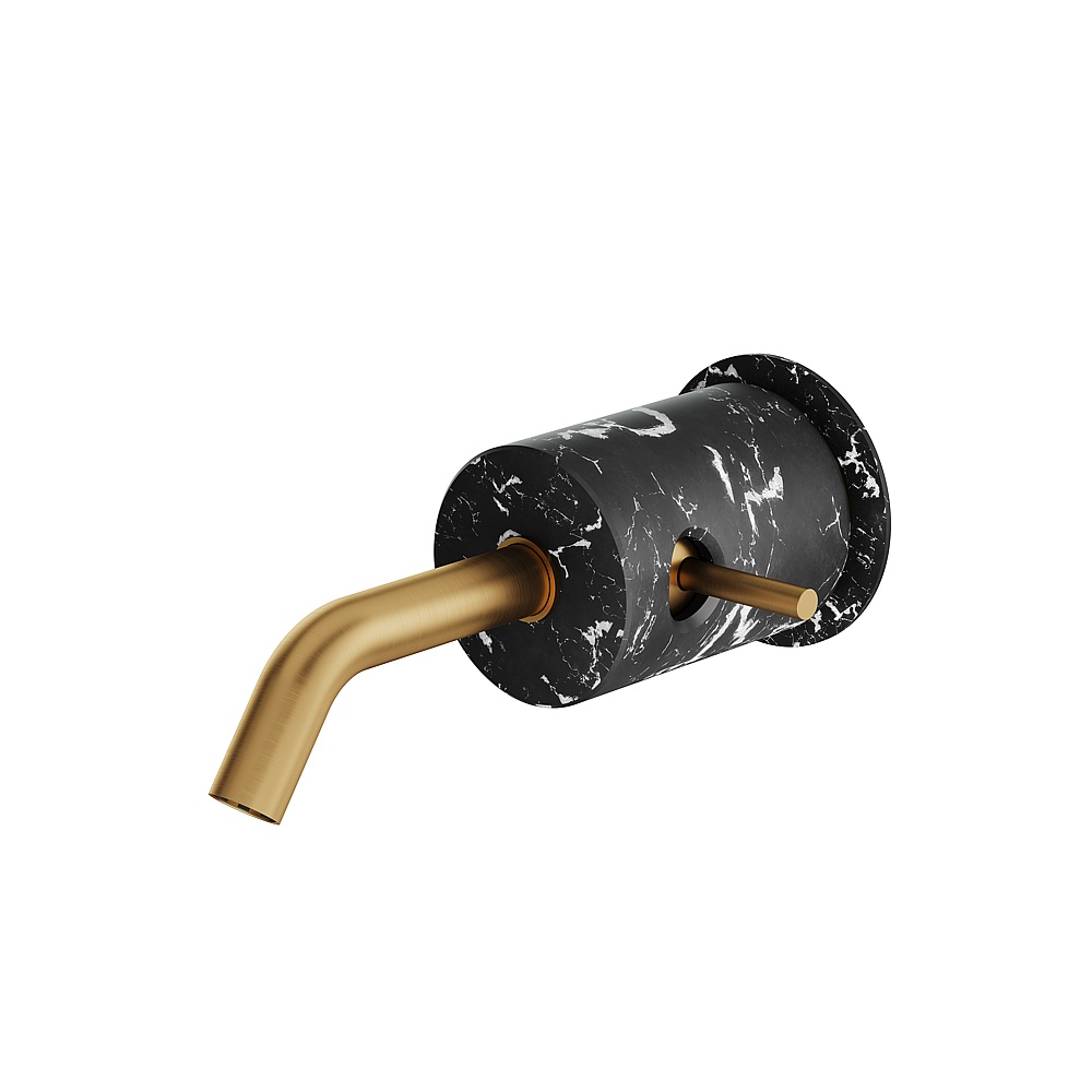Aquabrass ABFBCL28NMBGD Marmo Wall Lavatory Faucet - Black Marquina Brushed Gold