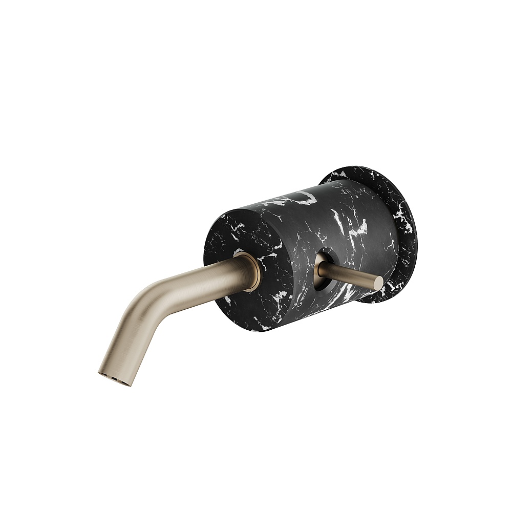 Aquabrass ABFBCL28NMBN Marmo Wall Lavatory Faucet - Black Marquina Brushed Nickel