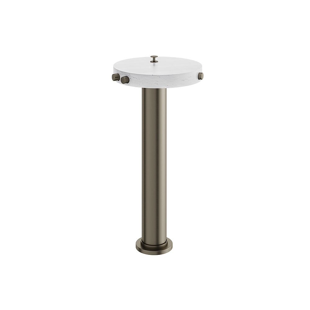 Aquabrass ABFBCL85BCBBC Marmo Floor Tub Filler with Hidden Handshower - White Carrara Brushed Black Chrome