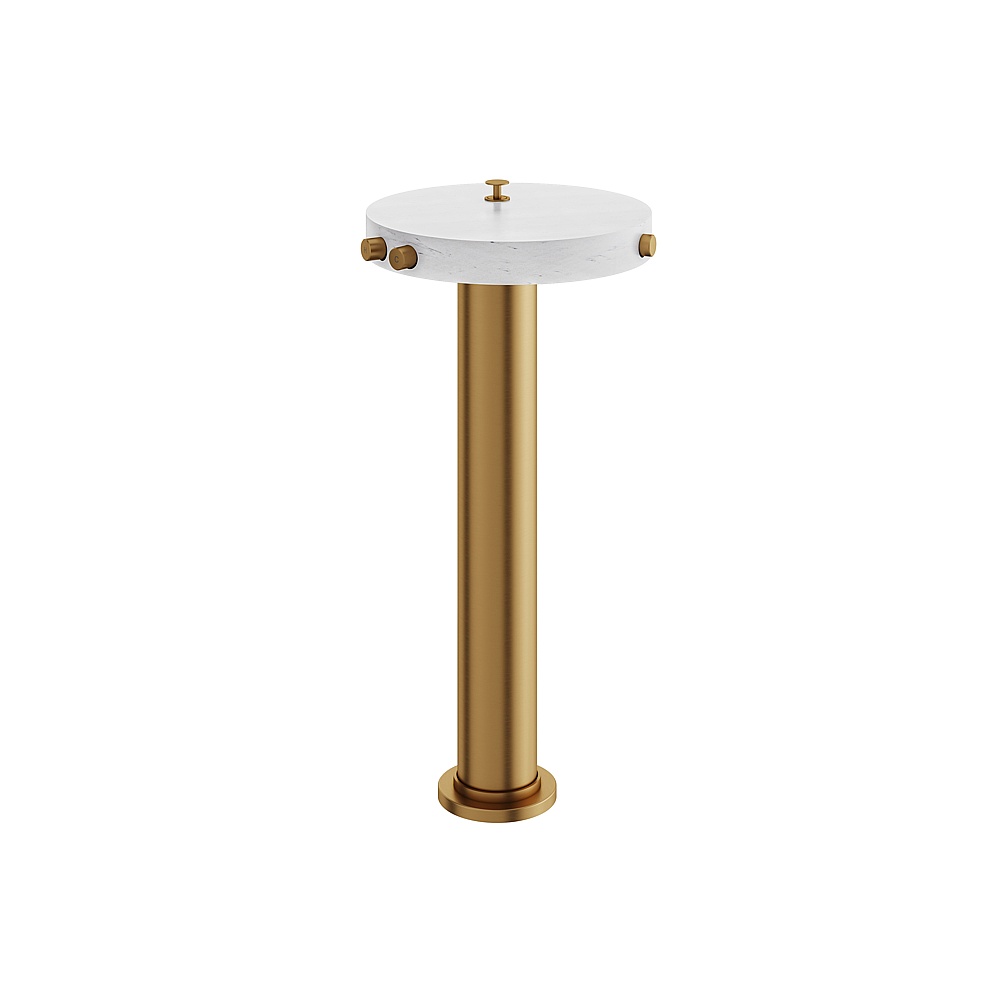Aquabrass ABFBCL85BCBGD Marmo Floor Tub Filler with Hidden Handshower - White Carrara Brushed Gold