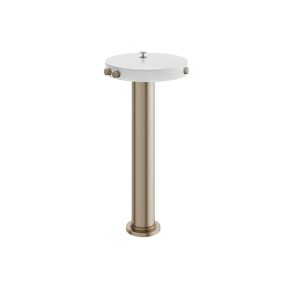 Aquabrass ABFBCL85BCBN Marmo Floor Tub Filler with Hidden Handshower - White Carrara Brushed Nickel