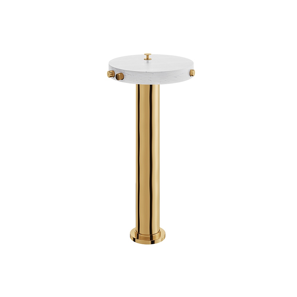 Aquabrass ABFBCL85BCPGD Marmo Floor Tub Filler with Hidden Handshower - White Carrara Polished Gold