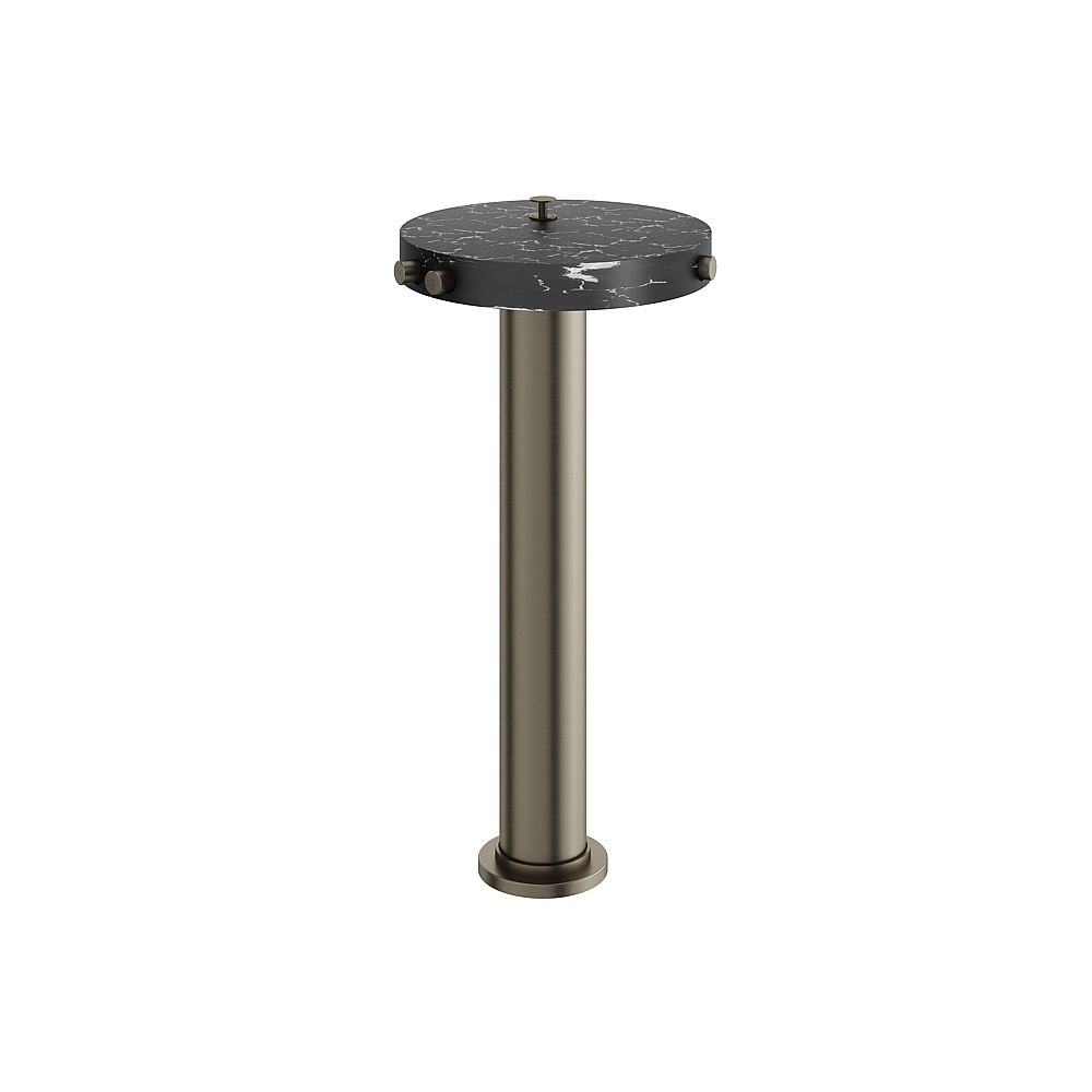 Aquabrass ABFBCL85NMBBC Marmo Floor Tub Filler with Hidden Handshower - Black Marquina Brushed Black Chrome